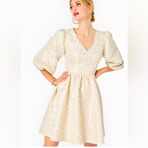 NWT Lilly Pulitzer Calyssa 3/4 Sleeve Leopard Print Dress Size 8 - Picture 4 of 10